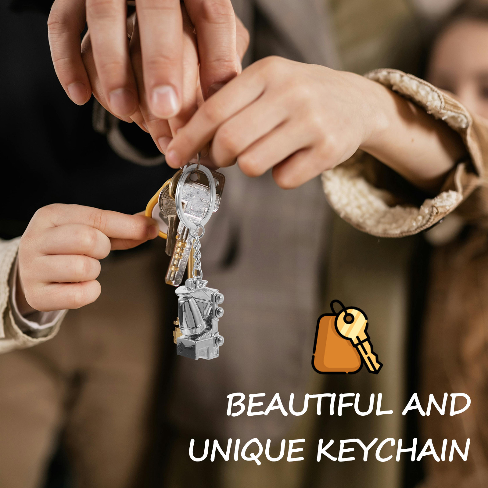 Heavy Equipment Keychain - Legierungs-Schlüsselanhänger 3D-Mischfahrzeug Baufahrzeug Taschenanhänger Betonmischer Schweres