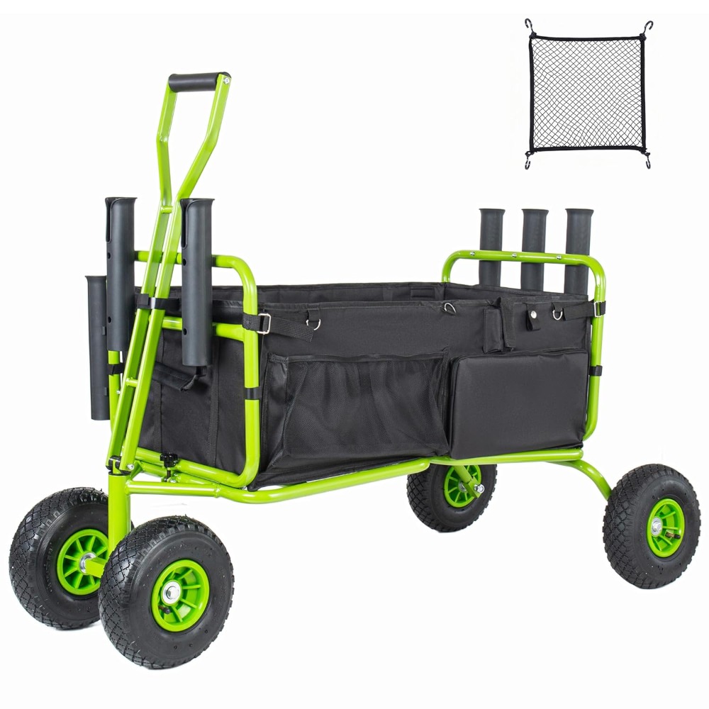 Heavy Equipment Rental - Angelwagen Strandwagen Zusammenklappbarer Bollerwagen mit 9,85''